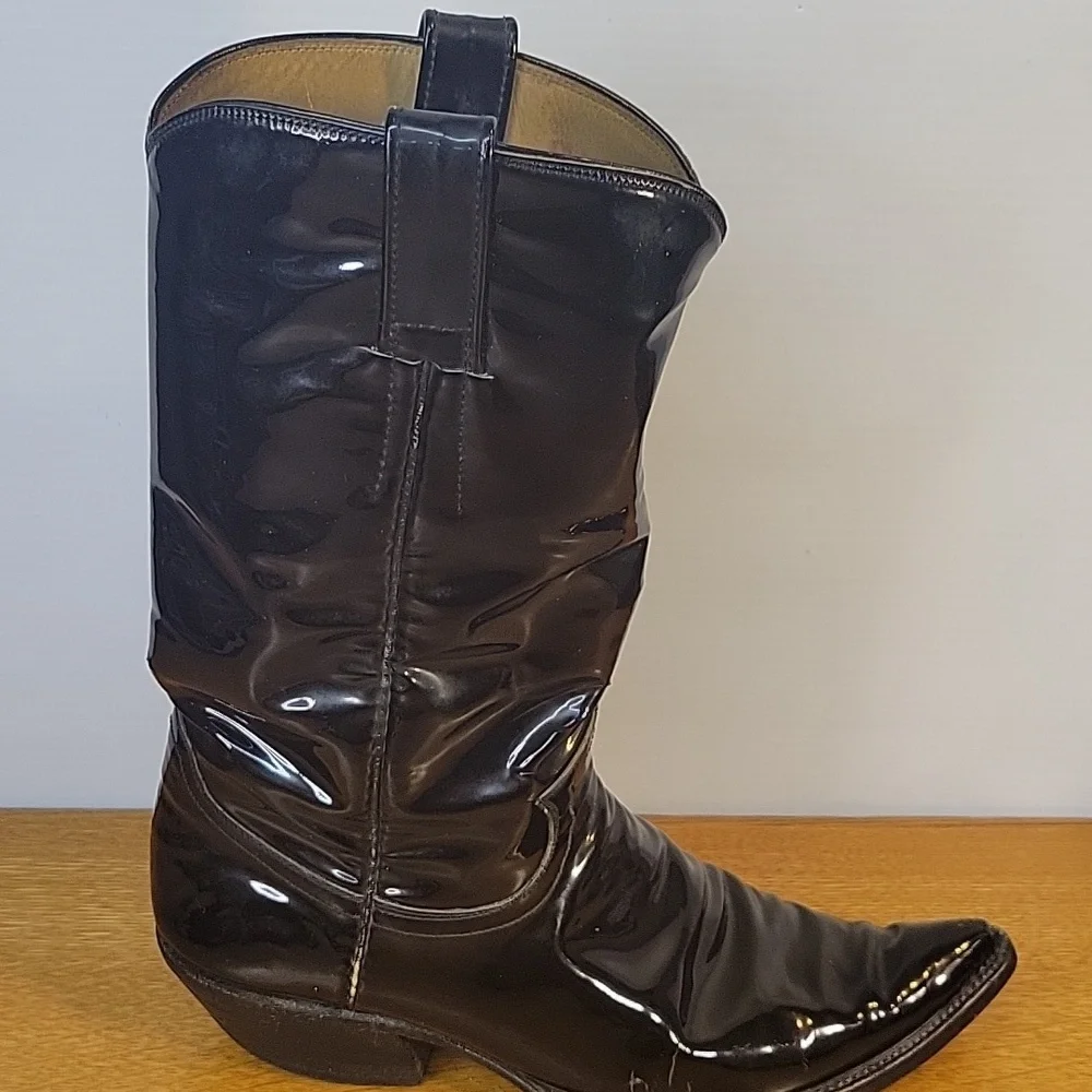 Black Patent Leather Boots From Loretta Lynns Western Store Mens Size 8½D - Picture 9 of 16